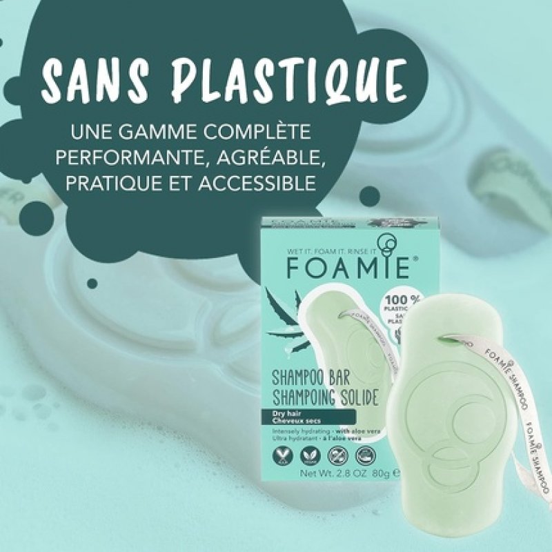 FOAMIE Aloe Shampoo Bar for Dry Hair - Plastic-Free pH-Balanced Soap-Free No Sulphates or Parabens - Made in the UK