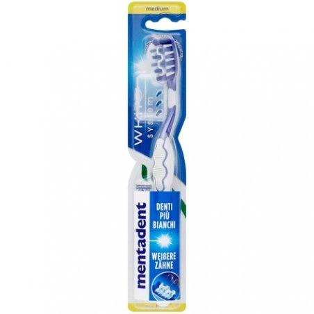 Mentadent White System Medium Toothbrush with Cover