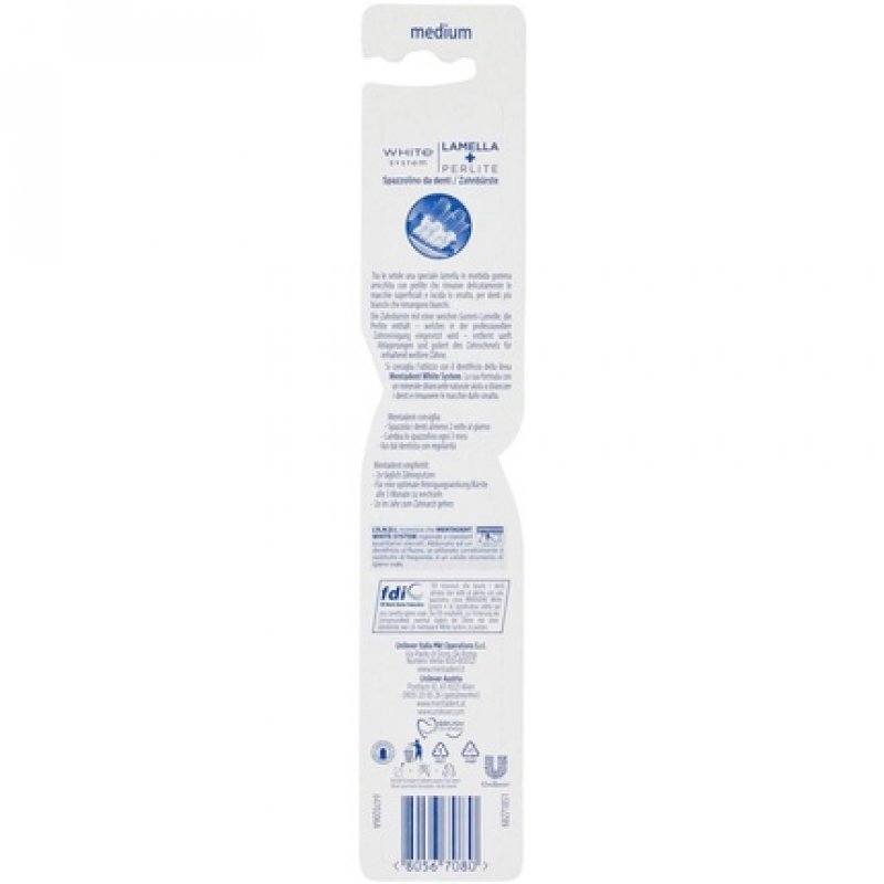 Mentadent White System Medium Toothbrush with Cover
