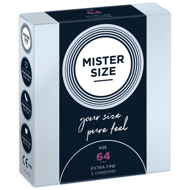 Mister Size 64mm Ultra-Sensitive Condoms for Men Extra Thin Extra Fine Extra Lube Made from 100% Natural Rubber Latex