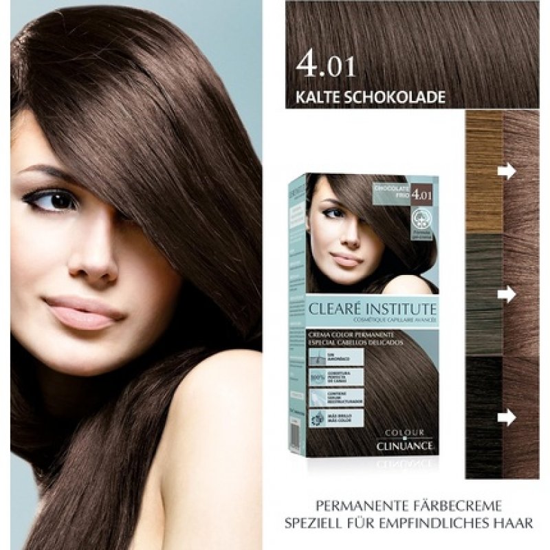 Colour Clinuance 4.01 Cool Chocolate Hair Dye for Sensitive Hair - Permanent Color without Ammonia - More Shine -