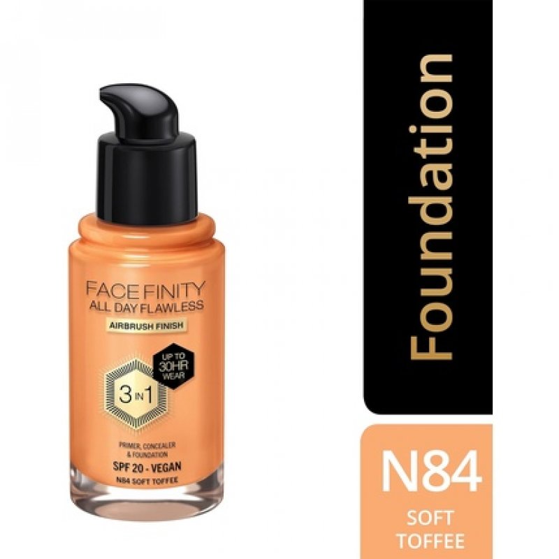 Max Factor Facefinity 3-in-1 All Day Flawless Liquid Foundation SPF 20 84 Soft Toffee 30ml