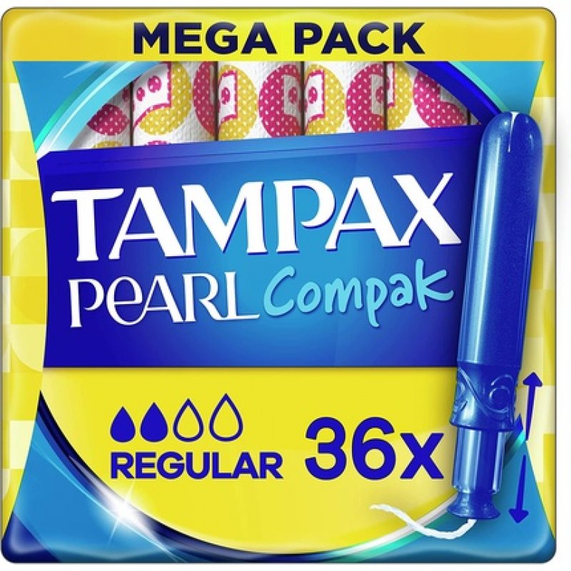 Tampax Pearl Compak Regular Tampons With Applicator 36 Regular