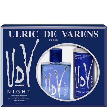 ULRIC DE VARENS - Coffret Parfum Homme UDV Night - Eau de Toilette 100 ml Déodorant Spray 200 ml - Fougère Fruitée Orientale