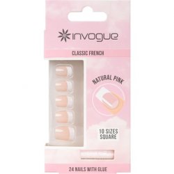 Invogue Acrylic Square Nails French Pink