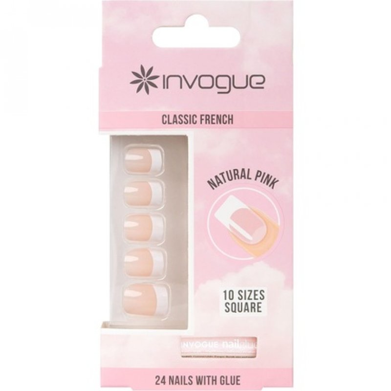 Invogue Acrylic Square Nails French Pink