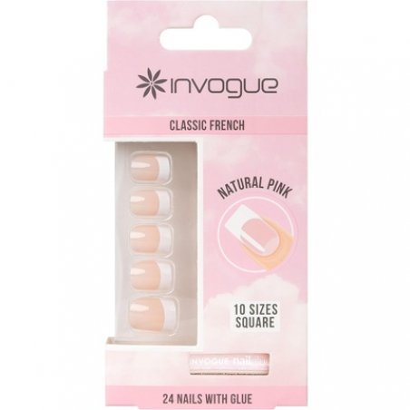Invogue Acrylic Square Nails French Pink