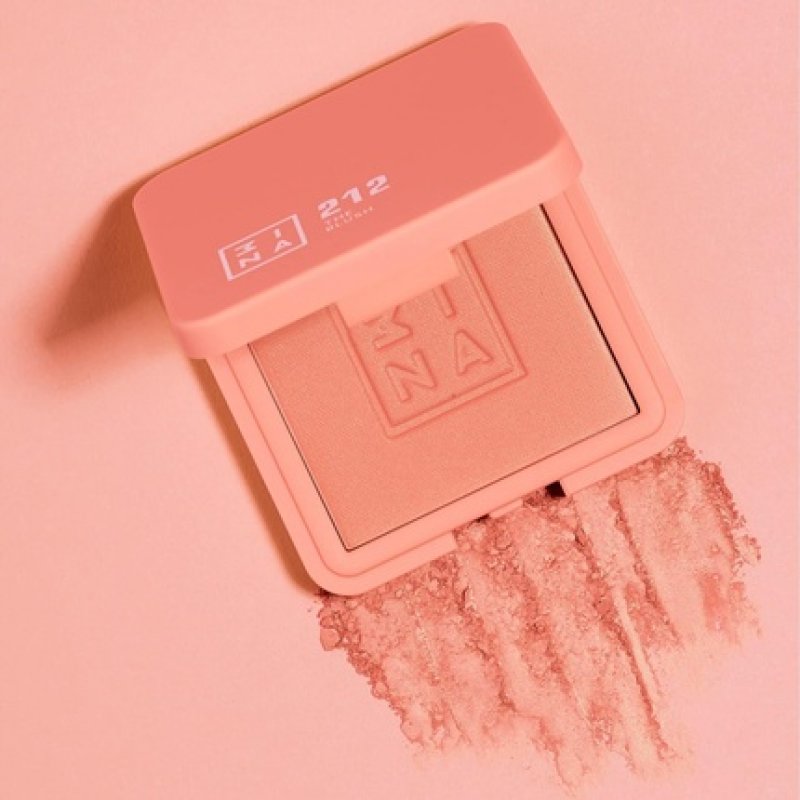 3INA Makeup The Blush 212 Coral Powder Blush Natural Silky Finish Luminous Pressed Mineral Powder Cheek Blush