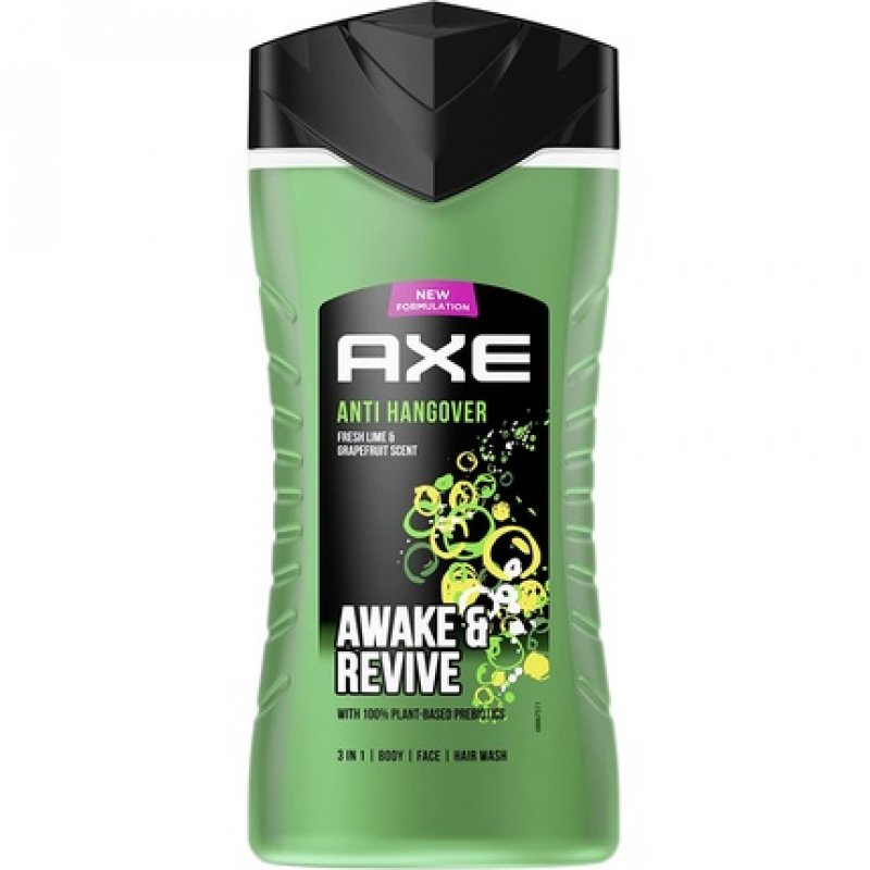 Axe 3-in-1 Shower Gel & Shampoo Anti-Hangover for Long-Lasting Freshness and Scent Dermatologically Tested 250ml