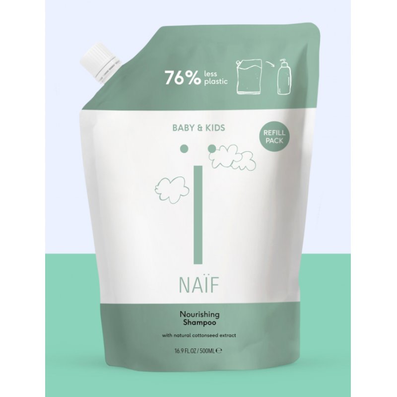Naïf Nourishing Shampoo for Baby & Kids Refill Pack - No Microplastics or Mineral Oil 500ml
