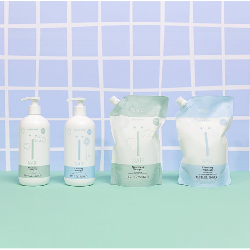 Naïf Nourishing Shampoo for Baby & Kids Refill Pack - No Microplastics or Mineral Oil 500ml