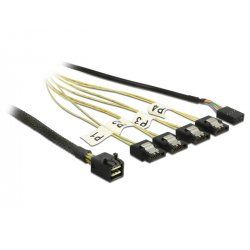 DeLOCK 0.5m, Mini SAS HD SFF-8643/4xSATA 7p 0,5 m Noir, Argent, Jaune