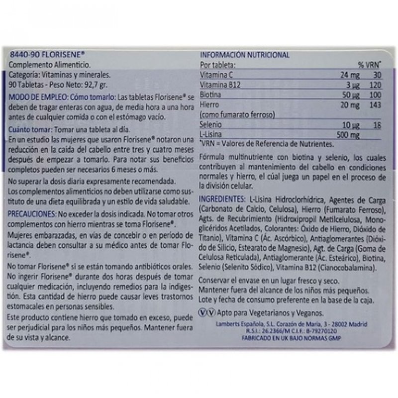 Lamberts FLORISENE 90 Tablets