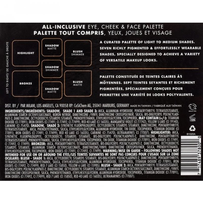 Milani All Inclusive Eye Cheek and Face Palette Light to Medium