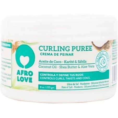 Afro Love Curling Puree Curl Defining Cream with Coconut Oil, Shea Butter and Aloe Vera 235g