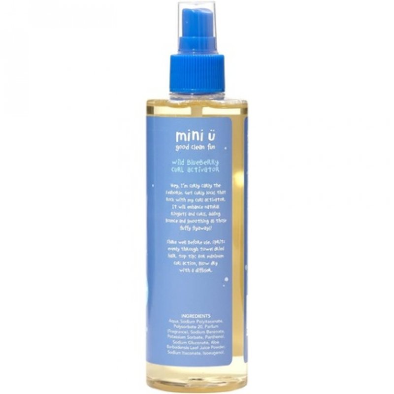 Mini U Wild Blueberry Hair Curl Activator for Kids 250ml Yellow - 98% Naturally Derived Ingredients Allergen Free -