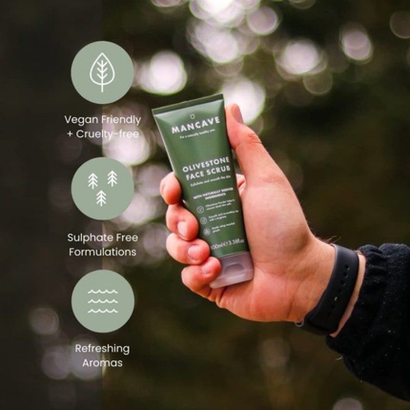 ManCave Olivestone Face Scrub for Men Exfoliates and Smoothes 100ml