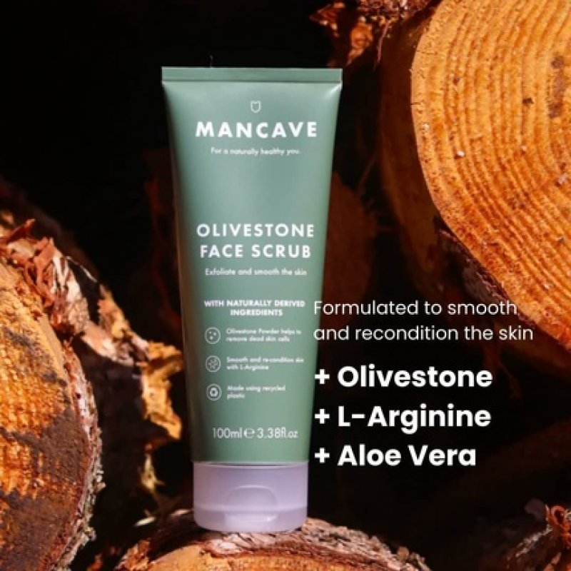 ManCave Olivestone Face Scrub for Men Exfoliates and Smoothes 100ml