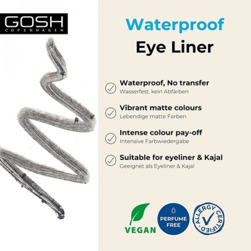 Gosh Matte Eyeliner In Cool Grey, Creamy Soft Texture For Easy Application, High