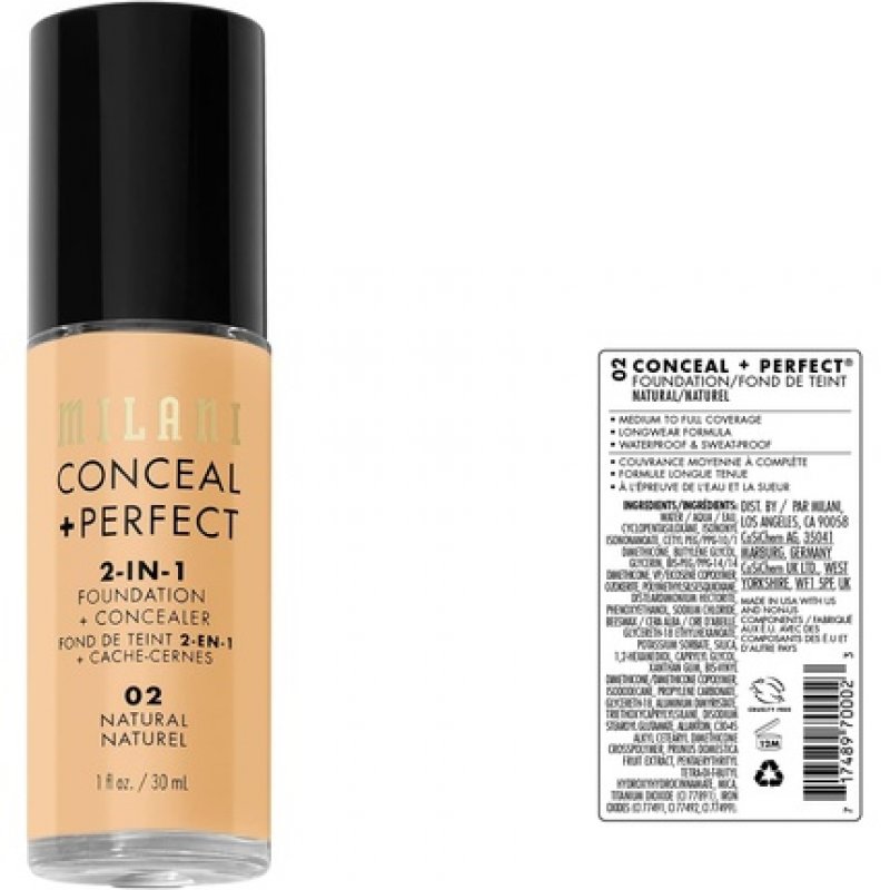 Milani Conceal Perfect 2-in-1 Foundation Concealer Natural