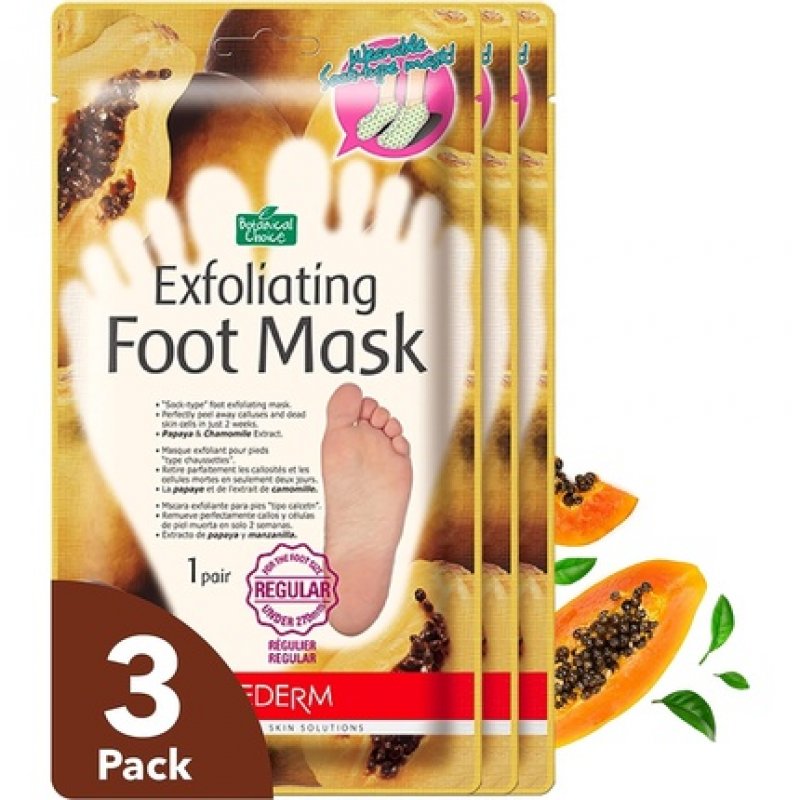Purederm Exfoliating Foot Mask Papaya & Chamomile Extract - Sock Type - Peel Away Calluses and Dead Skin Cells in 2