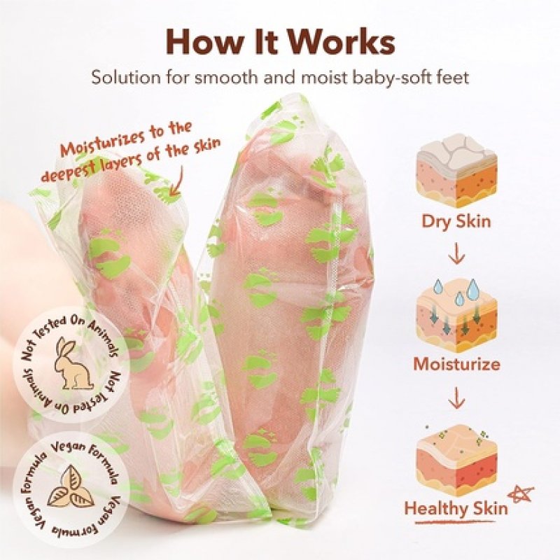 Purederm Exfoliating Foot Mask Papaya & Chamomile Extract - Sock Type - Peel Away Calluses and Dead Skin Cells in 2