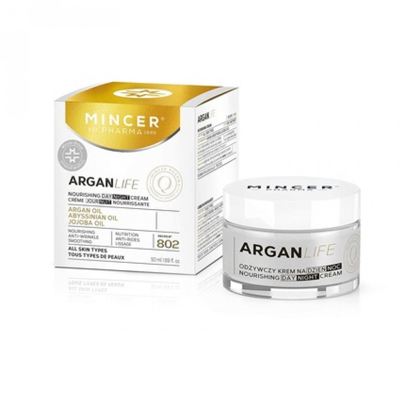 Mincer Pharma Argan Life 50 Nourishing Anti-Wrinkle Smoothing Cream for Day and Night for All Skin Types with Argan