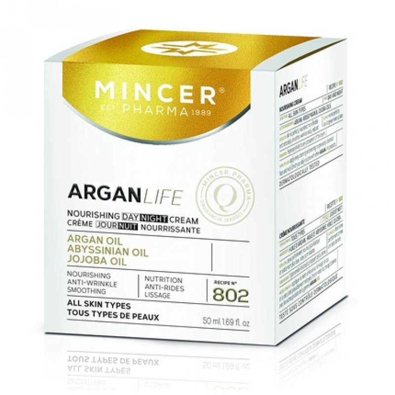 Mincer Pharma Argan Life 50 Nourishing Anti-Wrinkle Smoothing Cream for Day and Night for All Skin Types with Argan