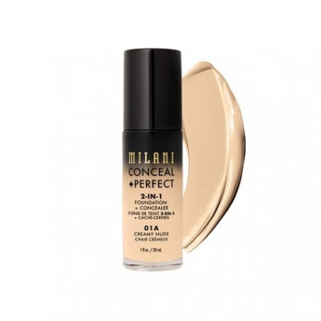 Milani Conceal Perfect 2-in-1 Foundation Concealer Creamy Nude 1 Fl. Oz. Cruelty-Free Liquid Foundation
