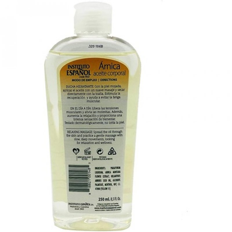 Instituto Español Arnica Body Oil Aches and Pain Relief Muscle Recovery and Therapy Aid 8.5 Fl.Oz 250ml