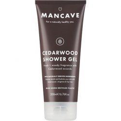 ManCave Cedarwood Shower Gel for Men 200ml - Natural Formulation with Fresh Wood Aroma - Vegan Friendly - Tube made