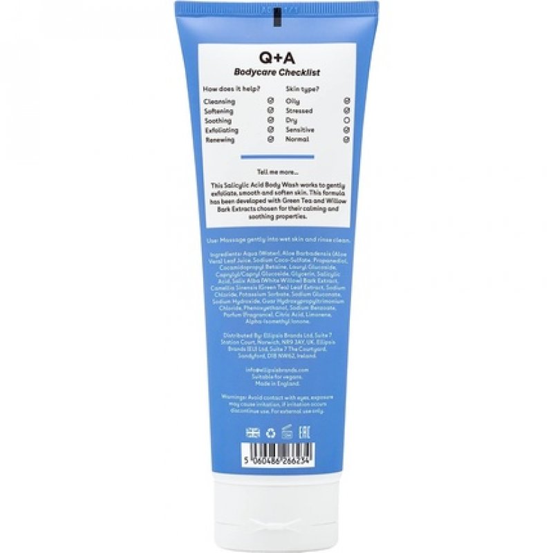 Q A Salicylic Acid Body Wash for Invigorating Body Care with Green Tea Extract 250ml