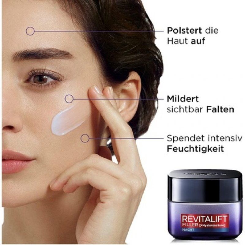 L'Oréal Paris Hyaluronic Night Cream Anti-Ageing Face Care with Micro-Filler Hyaluronic Acid 50ml