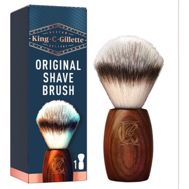 King C. Gillette Beard Care Shaving Brush for Men with Soft Bristles and Wooden Handle - Barber-Level Shaving