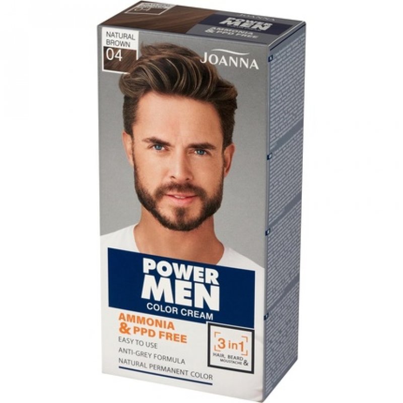 Joanna Power Men Color Cream for Hair Beard and Moustache 100g Natural Brown