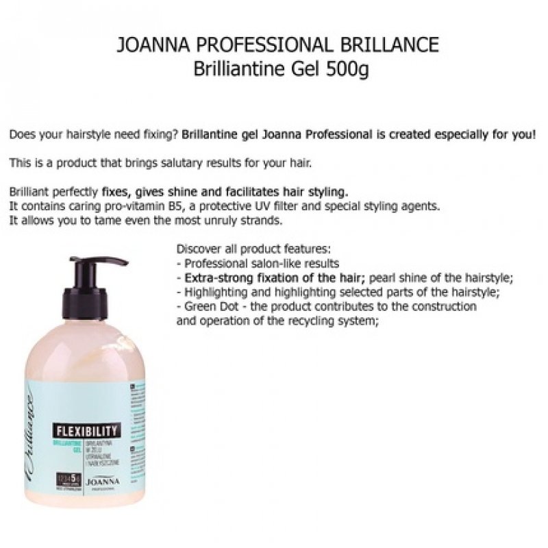 JOANNA PROFESSIONAL Flexibility Brilliantine Gel Hair Extra Strong Hold 500g
