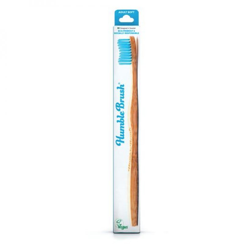 The Humble Co. Bamboo Toothbrush Blue Soft Bristles Biodegradable Eco-Friendly Vegan for Your Everyday Oral Care