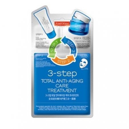 PUREDERM 3-Step Total Anti-Aging Care Facial Mask Treatment - Pack of 5