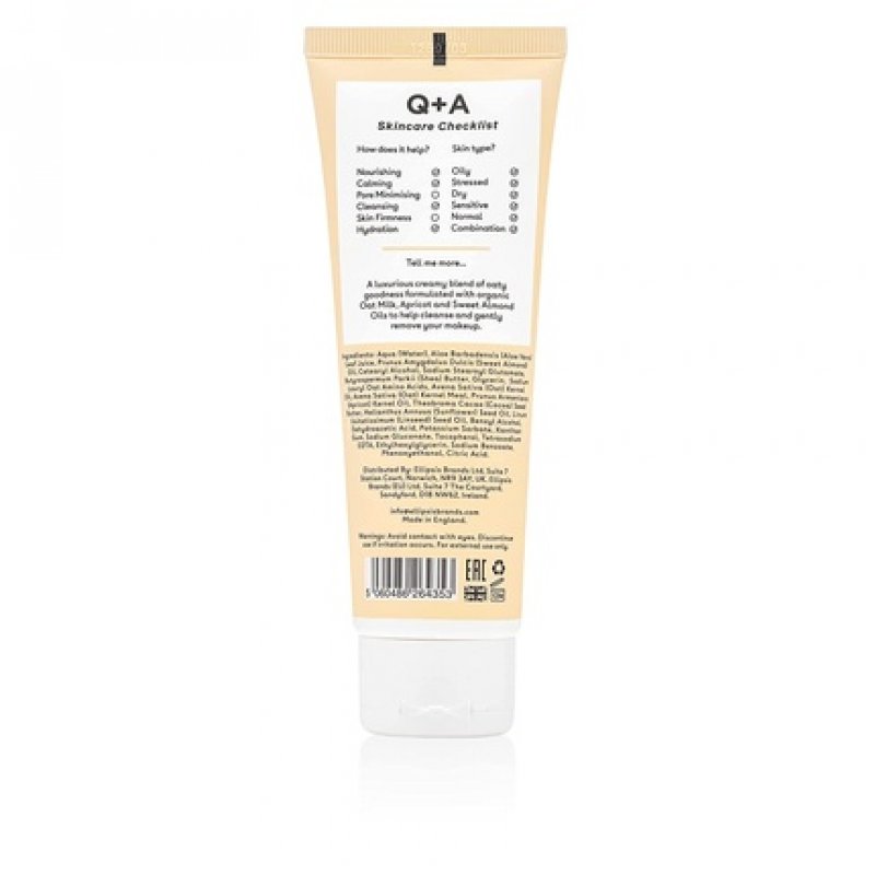 Q A Oat Milk Cream Cleanser Moisturizing Face Cleanser for Gentle Makeup and Impurity Removal 125ml