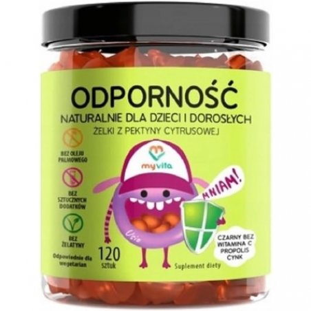 MyVita Resistance Vitamins Minerals Dietary Supplements for Children and Adults 2 Jellybeans per Day 120 Gels