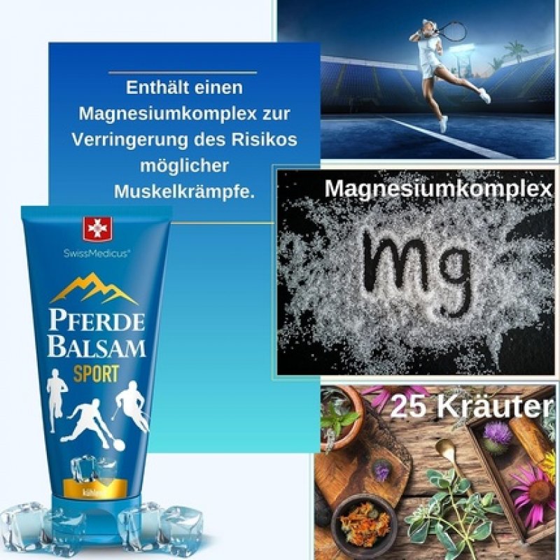 SwissMedicus Horse Balm Massage Gel Effective after Active Sports Herbal Balm made from 25 Herbs with Magnesium Complex