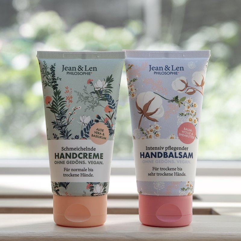 Jean & Len Soothing Hand Cream Aloe Vera & Basil, Intensive Care for Normal to Dry Hands - Tube 75ml