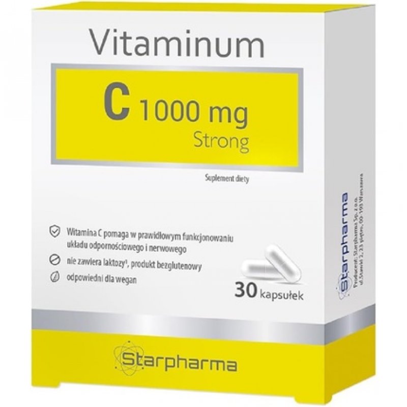 Starpharma Vitamin C 1000mg Strong Supports the Immune and Nervous System Dietary Supplement 30 Capsules