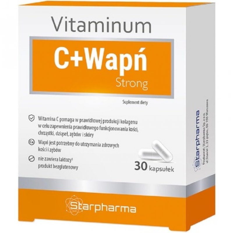 Starpharma Vitamin C Calcium Strong Support for Bones, Skin, Teeth, Cartilage, and Gums Dietary Supplement 30 Capsules