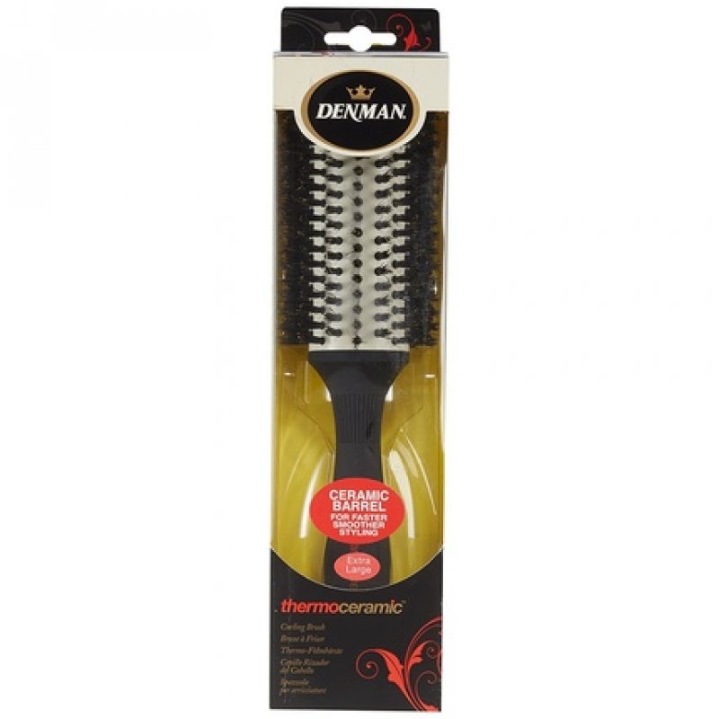 Denman Thermoceramic Round Hair Brush for Blow-Drying and Straightening Long Hair 41/66mm Ceramic Body with Boar