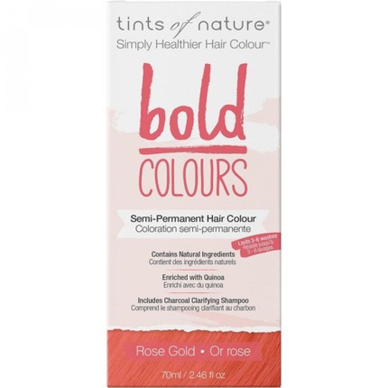 Tints of Nature Bold Colour Rose Gold Semi-Permanent Hair Dye Ammonia-Free and Damage-Free Colouring 70ml 60ml