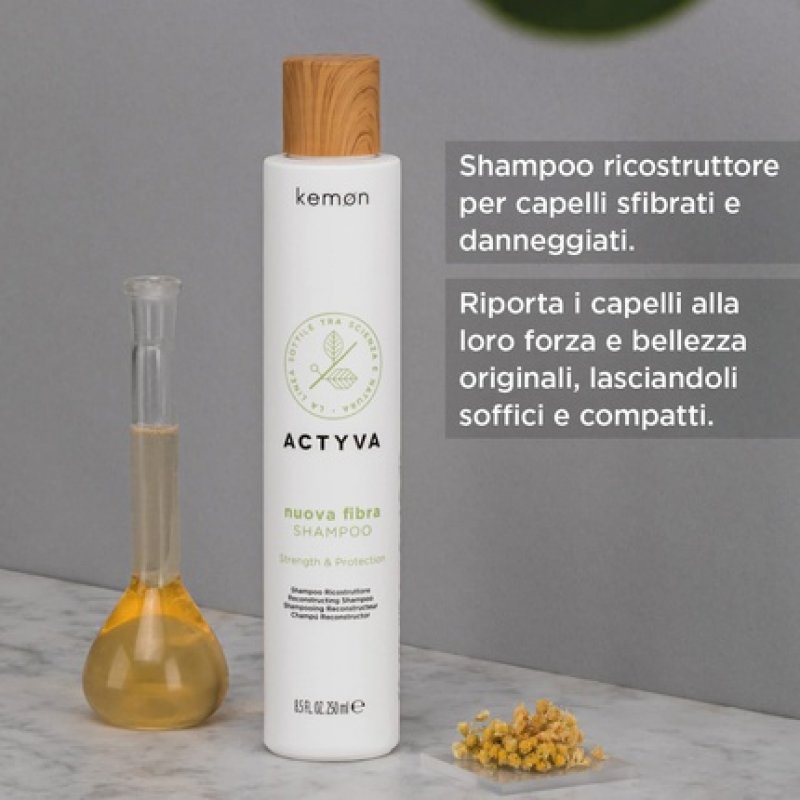 Kemon Actyva Nuova Fibra Shampoo Velian Strengthening Shampoo for Damaged Hair 250ml