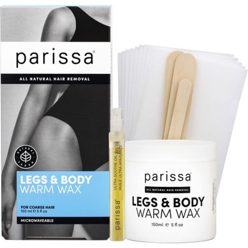 Parissa Legs & Body Warm Wax Kit Salon-Style Microwavable Formula for Coarse Hair Removal on Face or Body At-Home