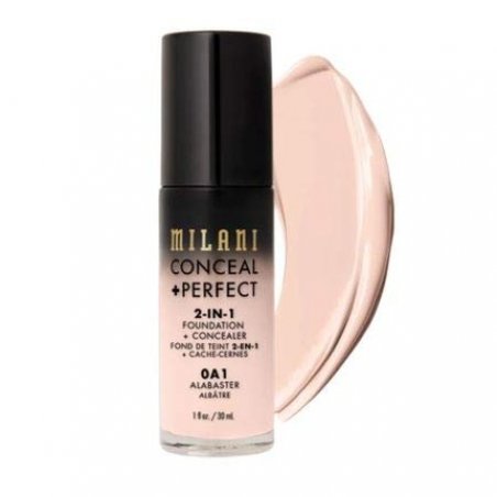 Milani Conceal Perfect 2-in-1 Foundation Concealer Alabaster 1 Fl. Oz. Cruelty-Free Liquid Foundation