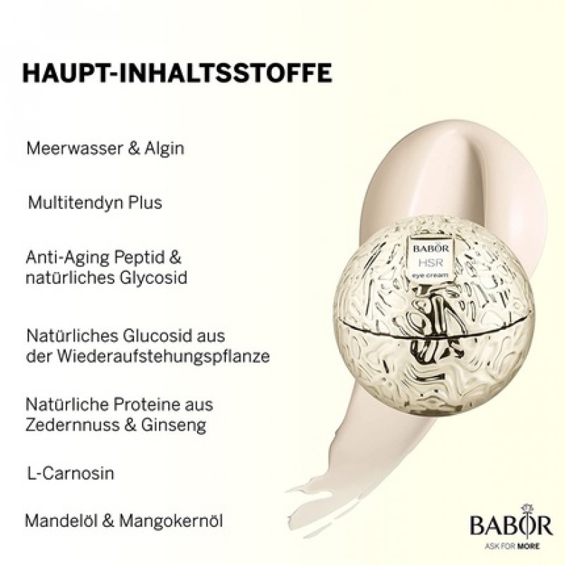 BABOR HSR LIFTING Eye Cream for Dark Circles and Puffy Eyes Smoothing Anti-Aging Eye Care with Vitamin E and Almond Oil